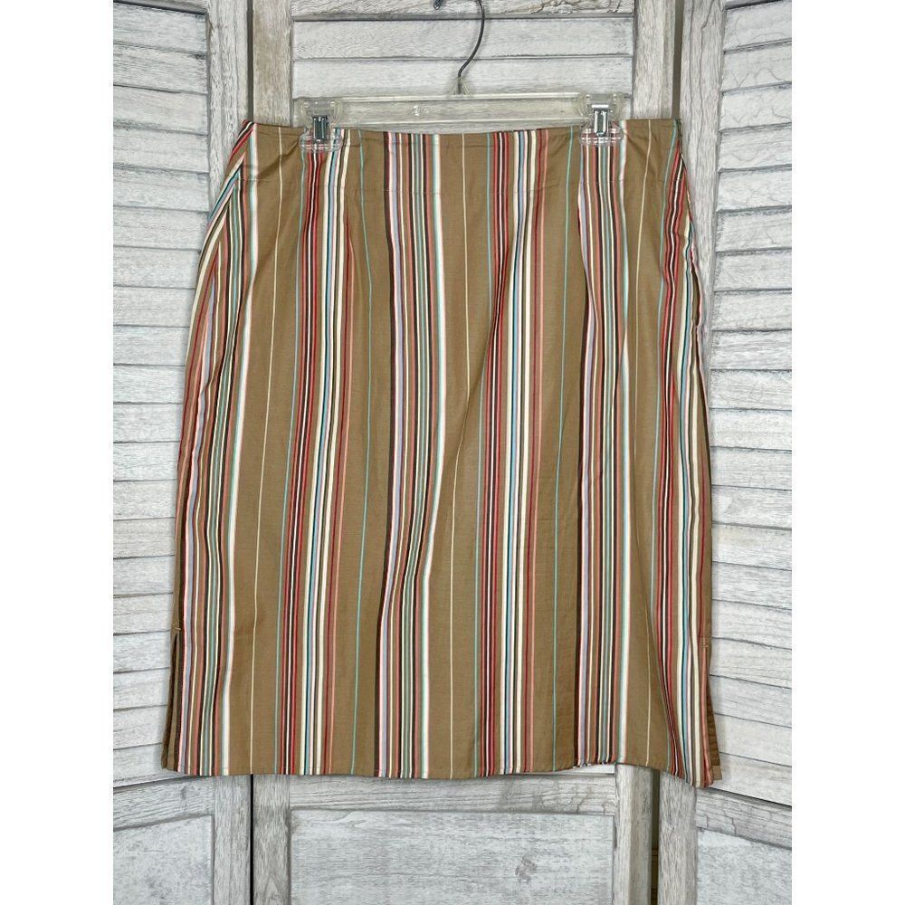 Liz Claiborne Lizsport Tan Striped Skirt Size 12